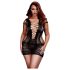 BACI Plus Size - Čierne mini šaty s krátkym rukávom a šnurovaním (XL-XXL)