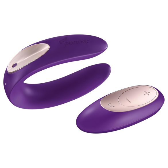 Satisfyer Double Plus Remote - rádiový, nabíjateľný párový vibrátor (fialový)