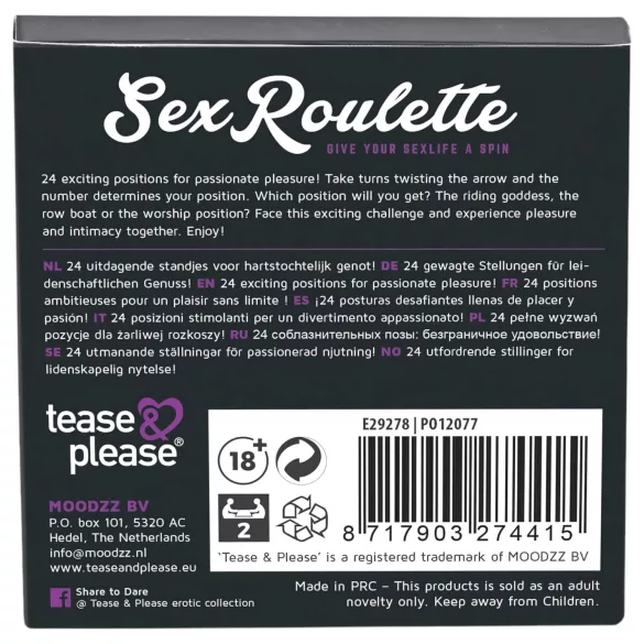 Sex Roulette Kama Sutra - erotická spoločenská hra (v 10 jazykoch)