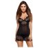 Obsessive Alluria - čipkovaná košieľka a tanga (čierne) - L/XL