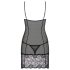 Obsessive Alluria - čipkovaná košieľka a tanga (čierne) - L/XL