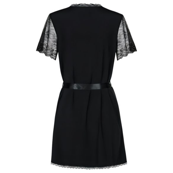 Obsessive Miamor Róba - župan s čipkovými rukávmi a tangá (čierna)