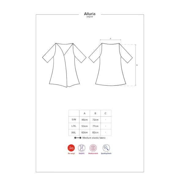 Obsessive - dámsky čipkovaný župan a tanga - čierna