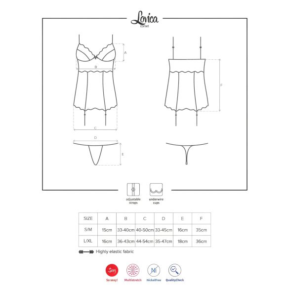 Obsessive - podväzkový top a tangá - čipkované - červené