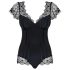 Obsessive Moketta - Čipkované volánikové pruhované body (čierne) - L/XL