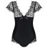 Obsessive Moketta - Čipkované volánikové pruhované body (čierne) - L/XL