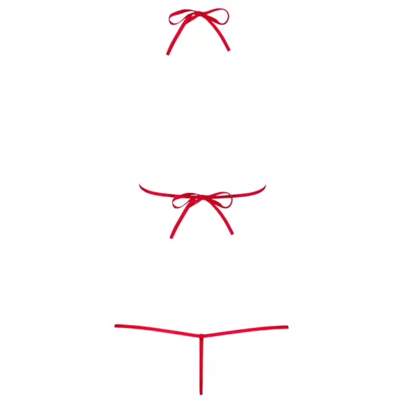 Obsessive - dámske body s kvetinovým vzorom a ramienkami - červené S/M