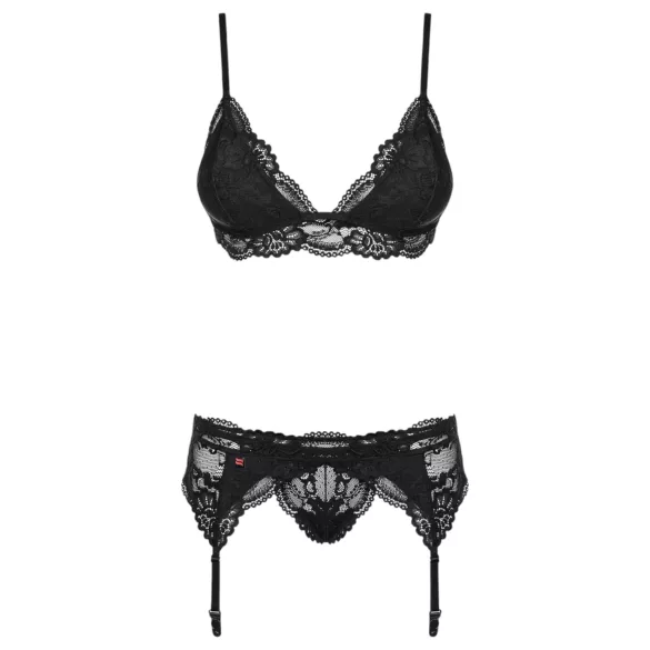 Obsessive - dámska čipkovaná bielizeň set - čierna - L/XL