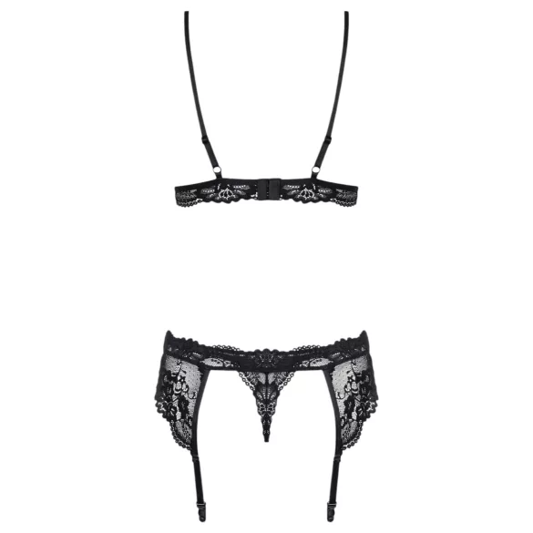 Obsessive - dámska čipkovaná bielizeň set - čierna - L/XL