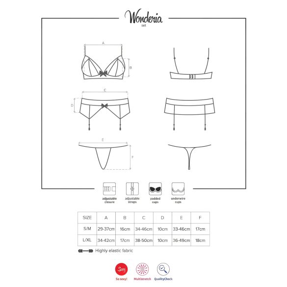 Obsessive - dámska súprava spodnej bielizne - vyšívaná čipka - čierna