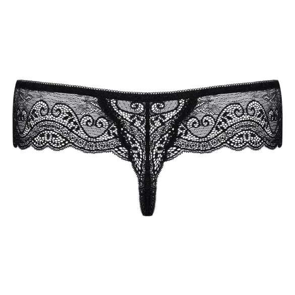 Obsessive - dámske čipkované tangá s kamienkami - čierne - L/XL