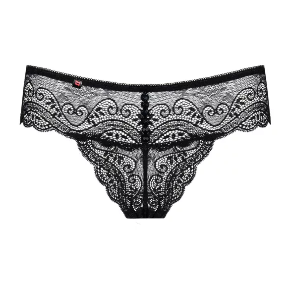 Obsessive - dámske čipkované tangá s kamienkami - čierne - L/XL