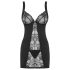 Obsessive Heartina - nočná košieľka a tangá (čierne) - L/XL