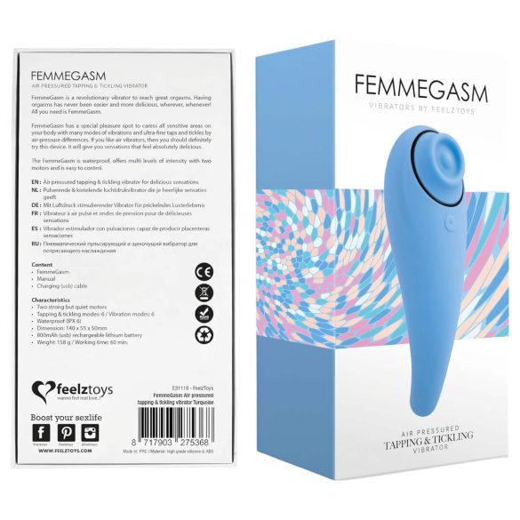 FEELZTOYS Femmegasm - nabíjateľný 2v1 klitorálny vibrátor (modrý)
