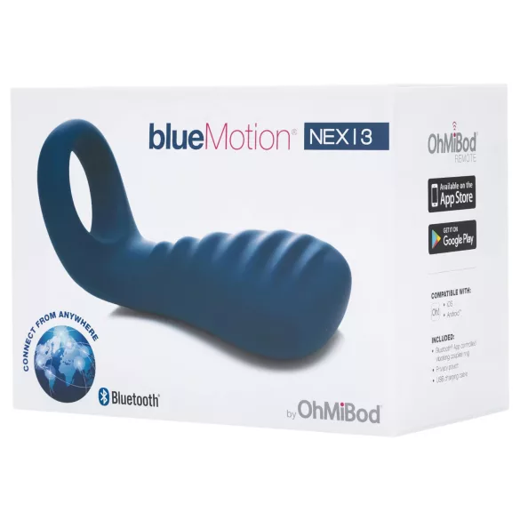 OHMIBOD Bluemotion Nex 3 - inteligentný, vibračný krúžok na penis (modrý)