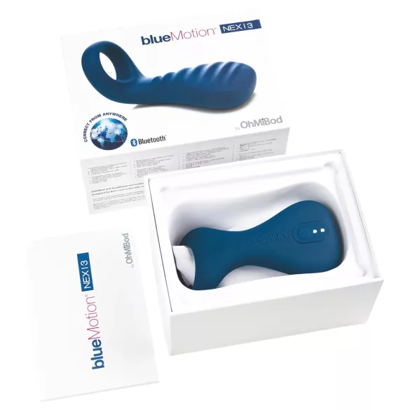 OHMIBOD Bluemotion Nex 3 - inteligentný, vibračný krúžok na penis (modrý)