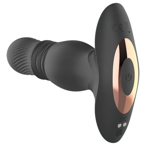 Aixiasia Roy - vibračný anál plug s pohonom - bezdrôtový, čierny
