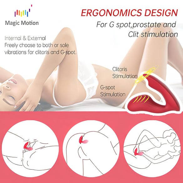 Magic Motion Umi - nasadzovací vibrátor s vibráciou - dobíjací - červený