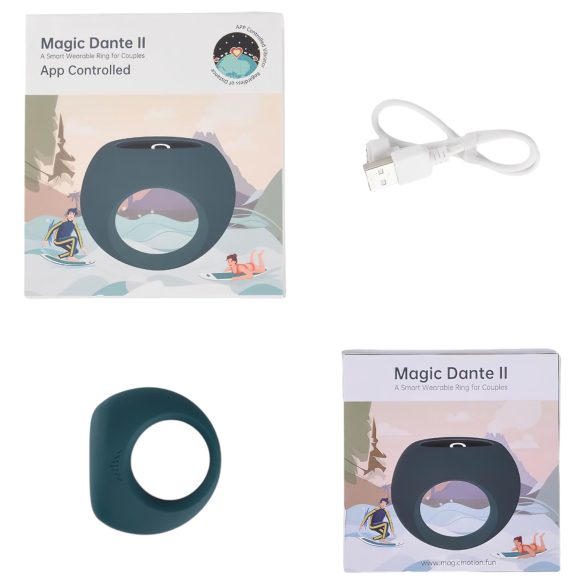 Magic Motion Dante II - vibračný erekčný krúžok - dobíjací - modrý
