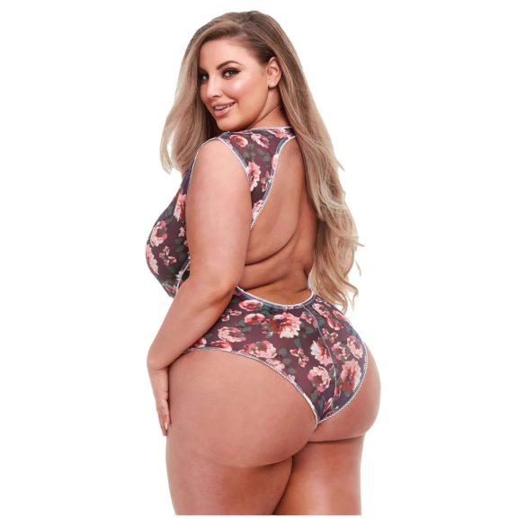 Baci - plus size body - čipkovaný, kvetinový vzor