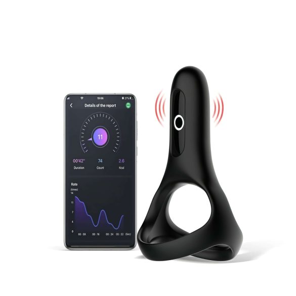Magic Motion Rise - inteligentný vibračný krúžok na penis, nabíjateľný (čierny)