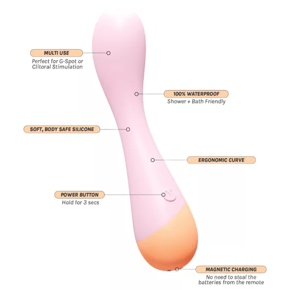 Vush Peachy G-Spot - vibrátor na bod G - nabíjateľný - ružový