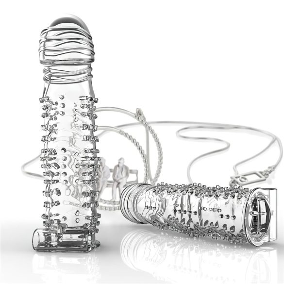 Lonely - vibračný návlek na penis s hrotmi - priehľadný