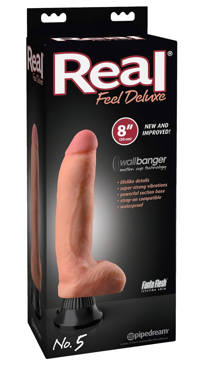 Real Feel Deluxe No.5 - Semenníkový, realistický vibrátor (prírodný)