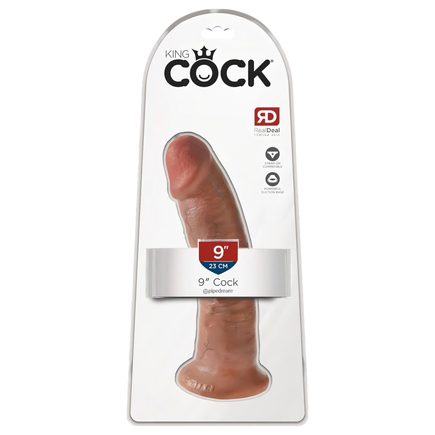 King Cock 9 - prísavný realistický dildo (23cm) - tmavý prírodný