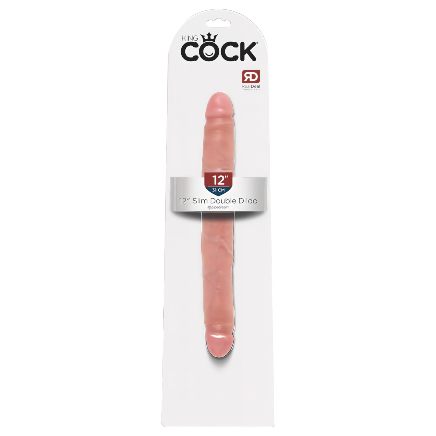 King Cock 12 Slim - realistické dvojité dildo (31cm) - prírodné