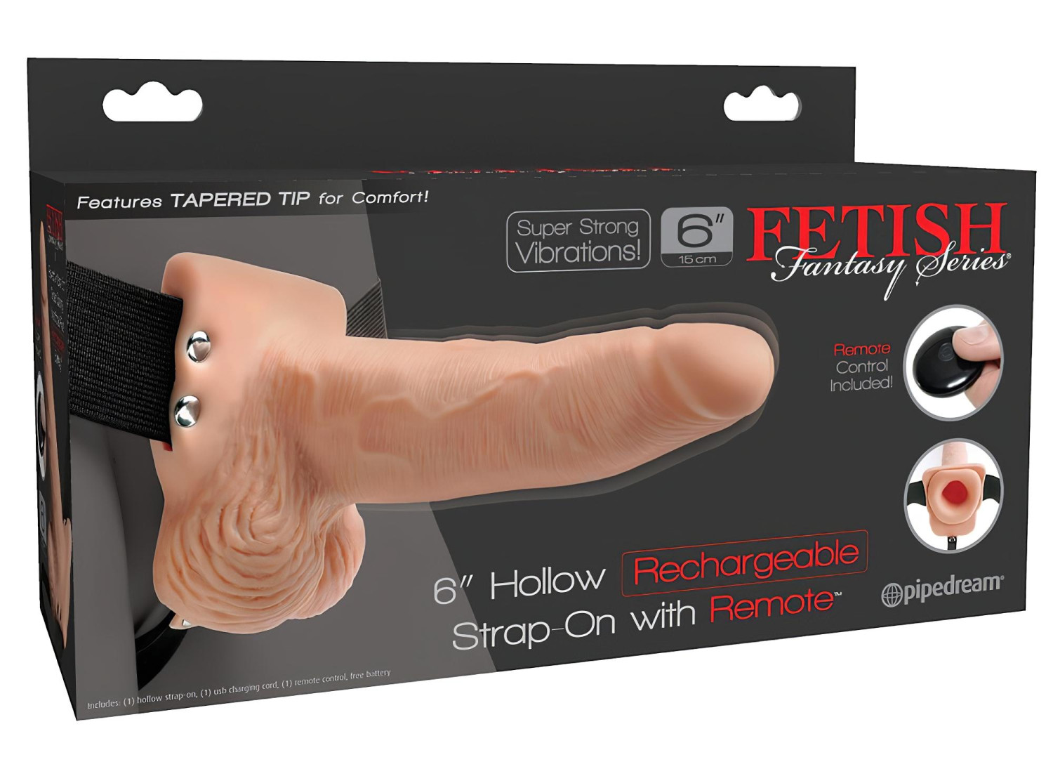 Fetish Strap-On 6 - pripínací, dutý vibrátor (prírodný)