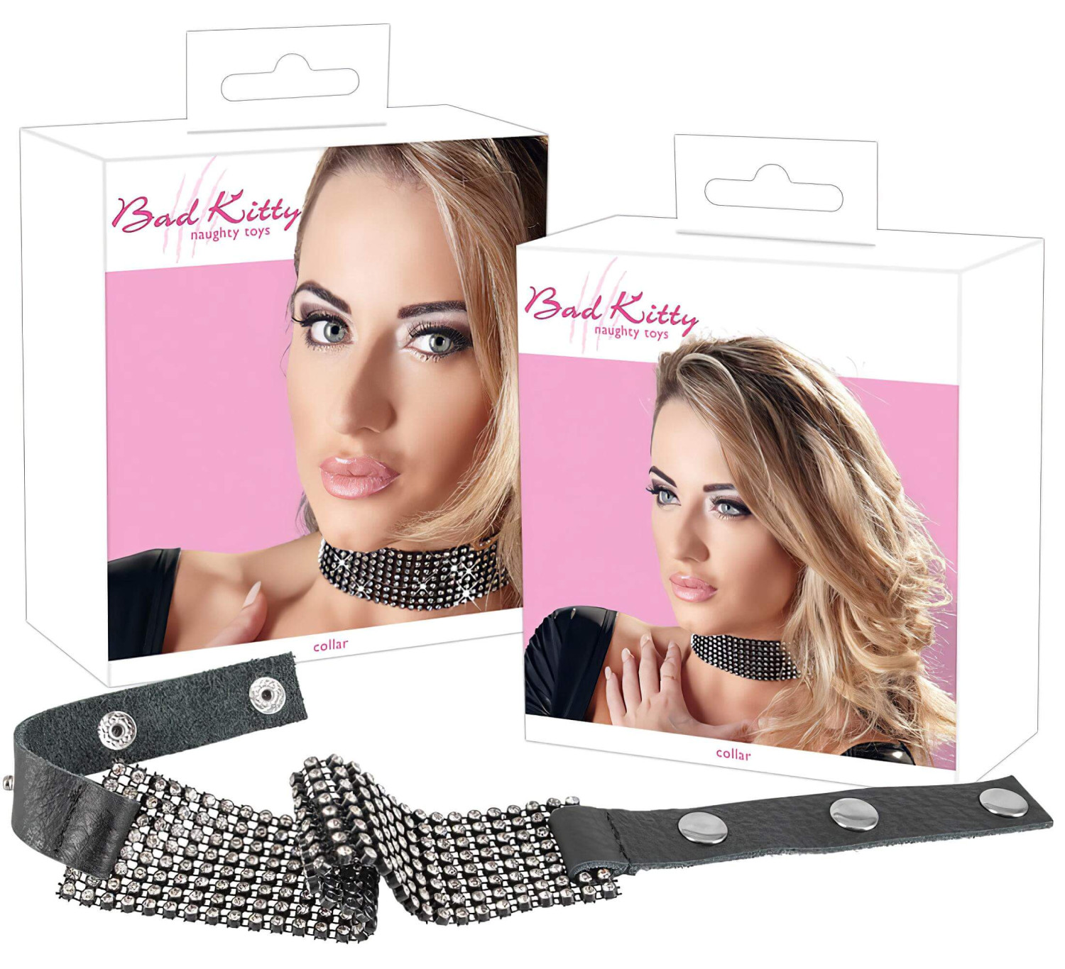 Bad Kitty - čierny náhrdelník s kamienkami