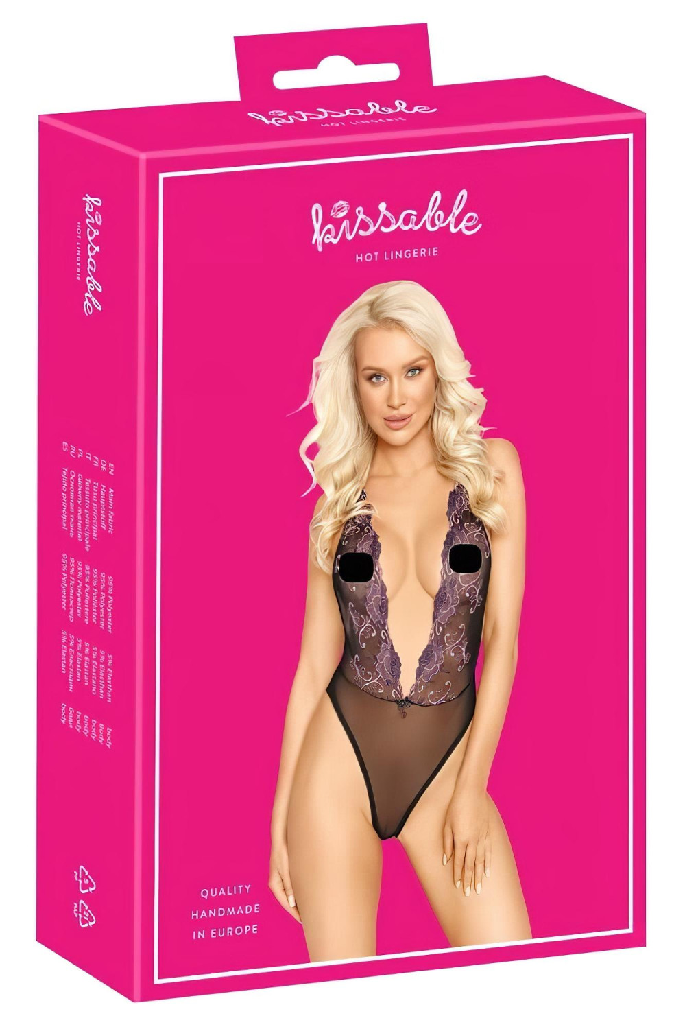 Bozkateľné - čierne body s ružovou výšivkou - L/XL