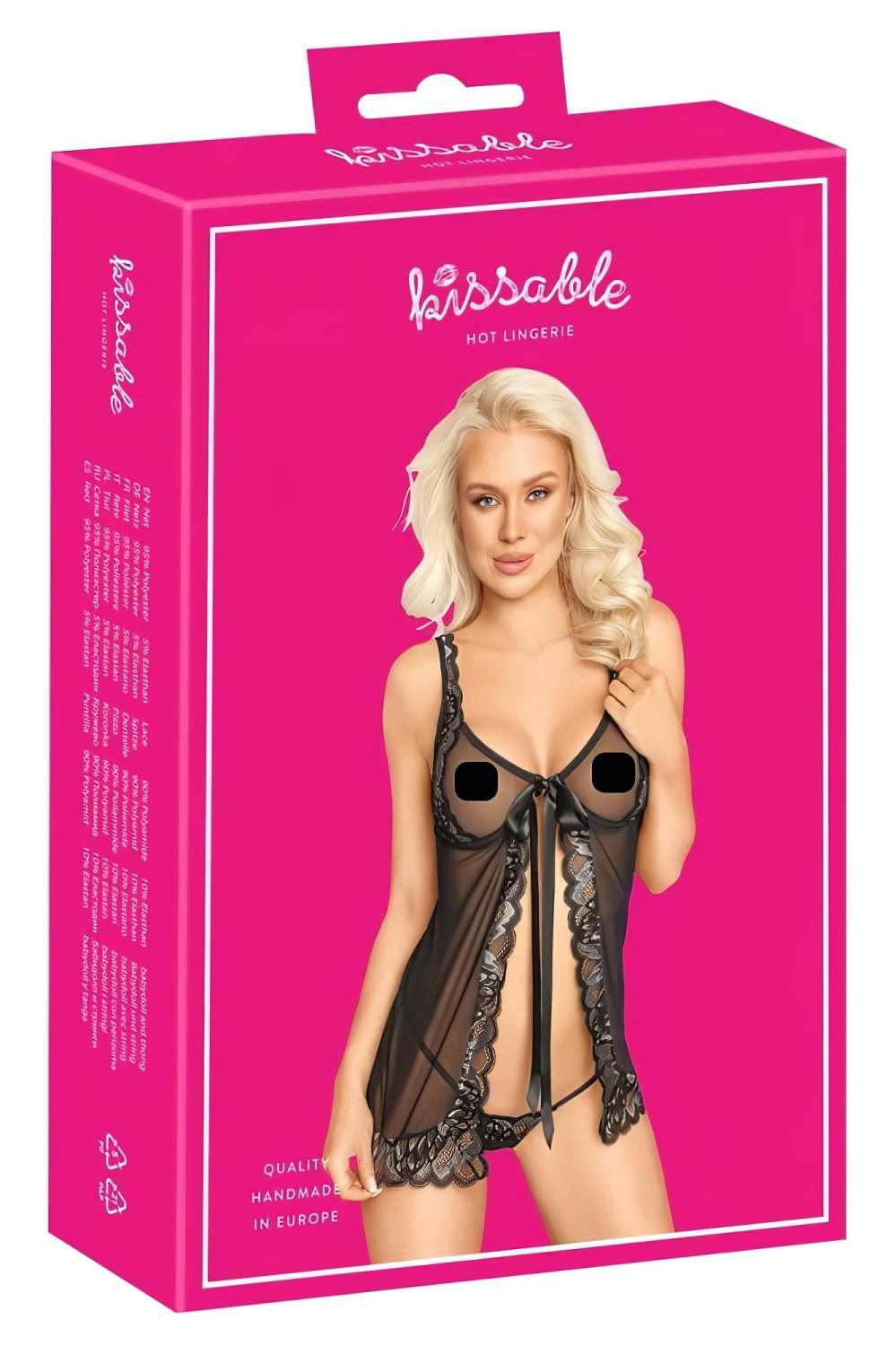 Bozkávateľný otvorený babydoll (čierny)