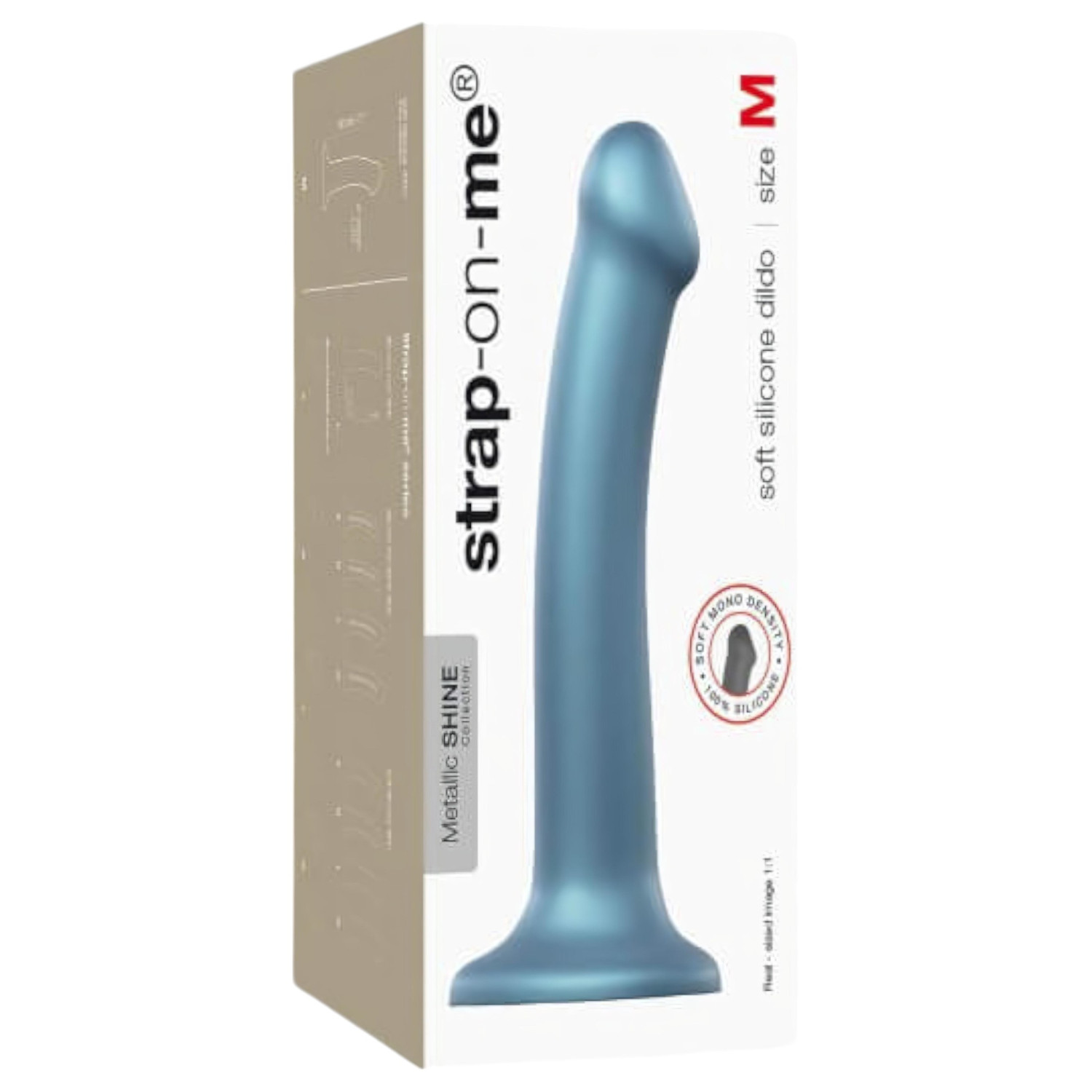 Strap-on-me Metallic Shine M - pokožke prívetivý dildo (kovová modrá)