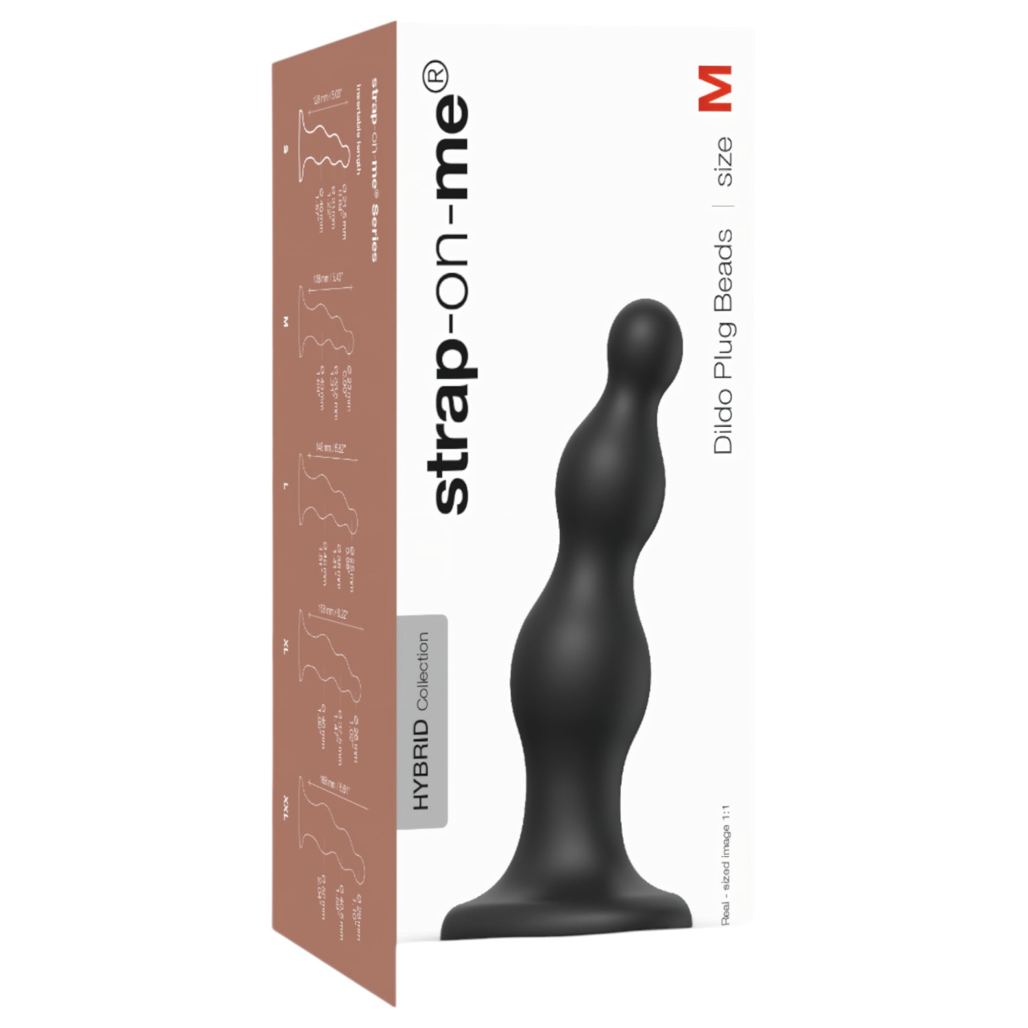 Strap-on-me Beads M - čierne korálkové dildo s prísavkou