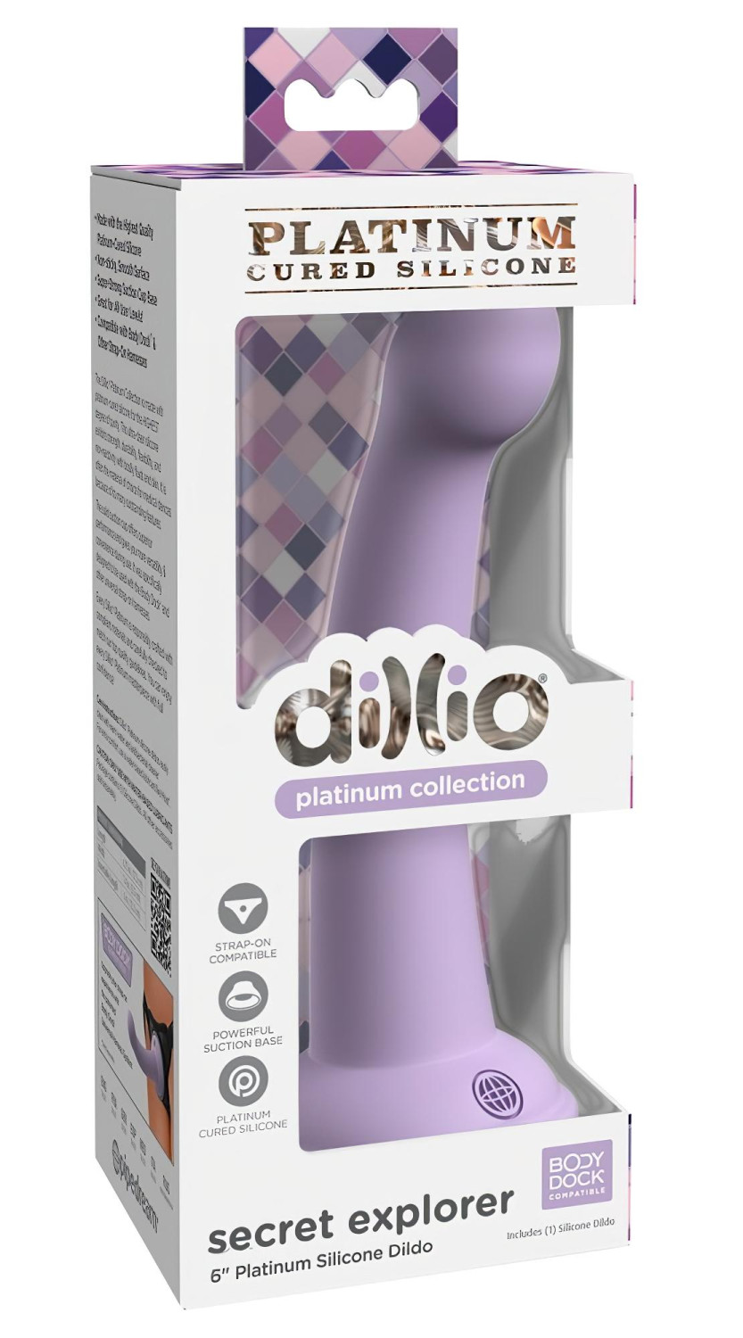 Dillio Tajný objaviteľ - prísavný dildo (17 cm) - fialový