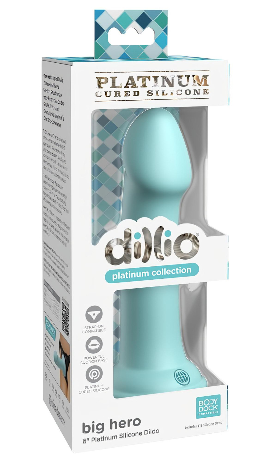 Dillio Veľký Hrdina - prísavný dildo (17 cm) - tyrkysový