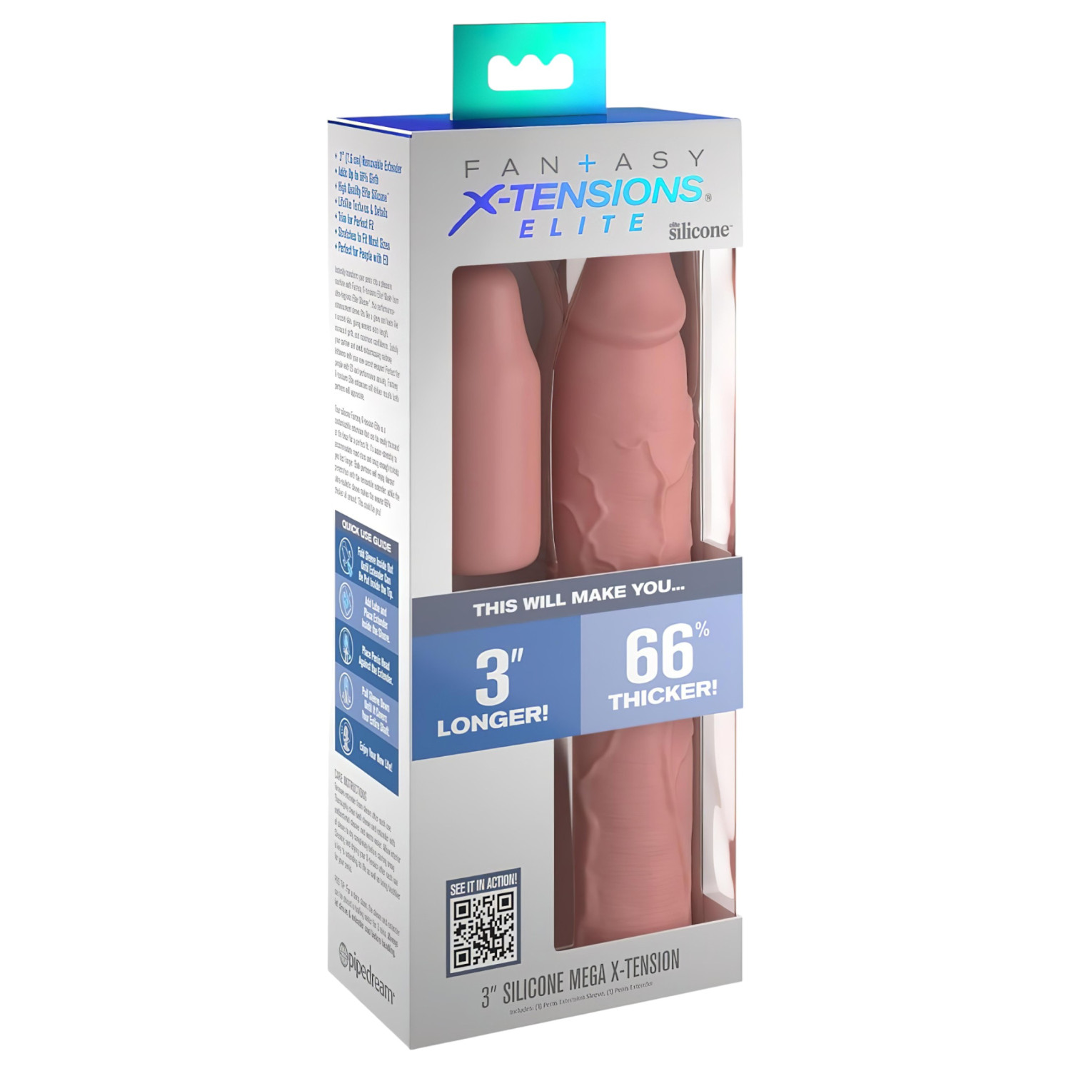 X-TENSION Elite 3 - prispôsobiteľný návlek na penis (prírodný)