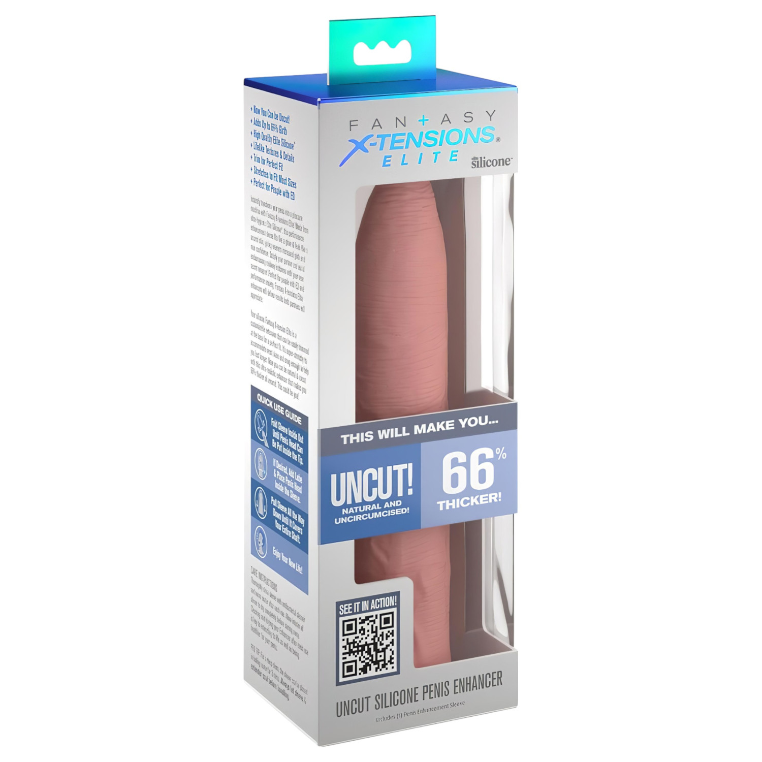 X-TENSION Elite – nastaviteľný otvorený návlek na penis (prírodný)