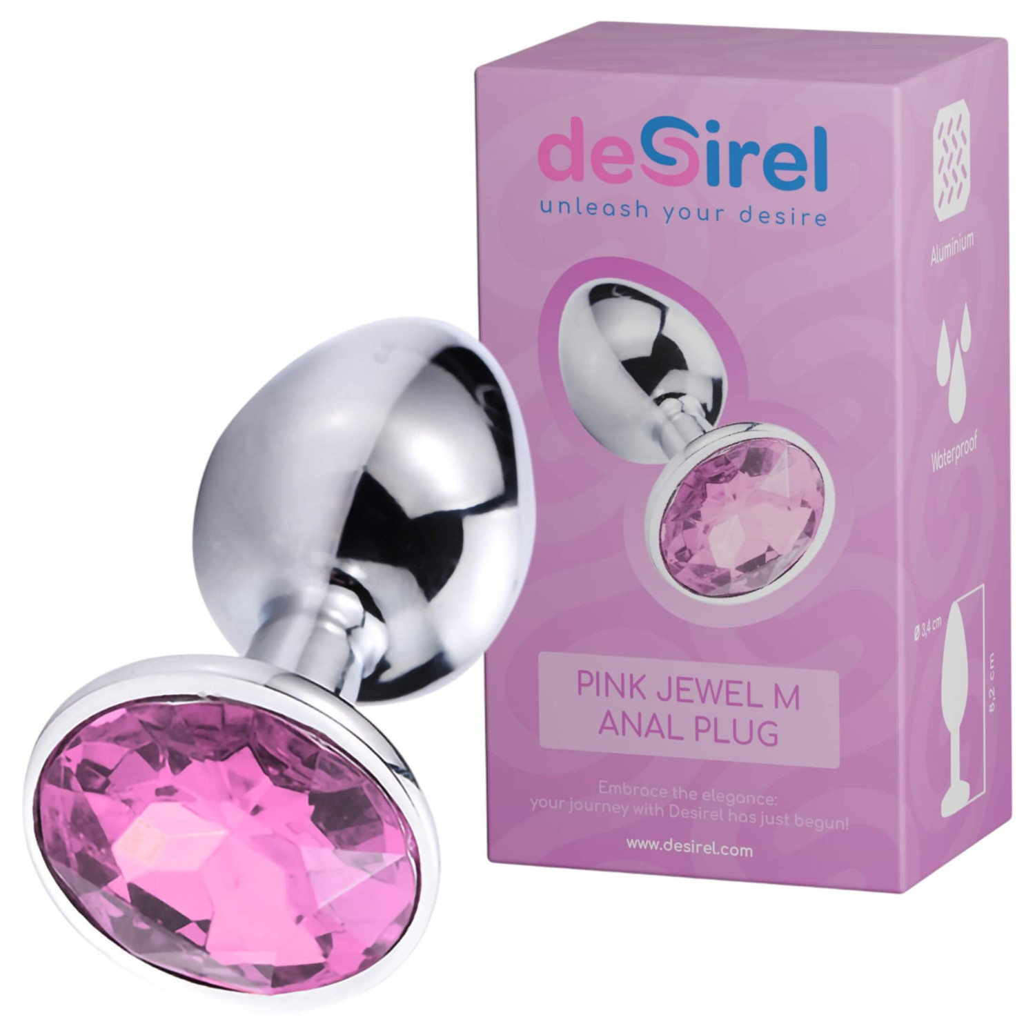 Desirel Pink Jewel M - análny šperk (strieborný-ružový)