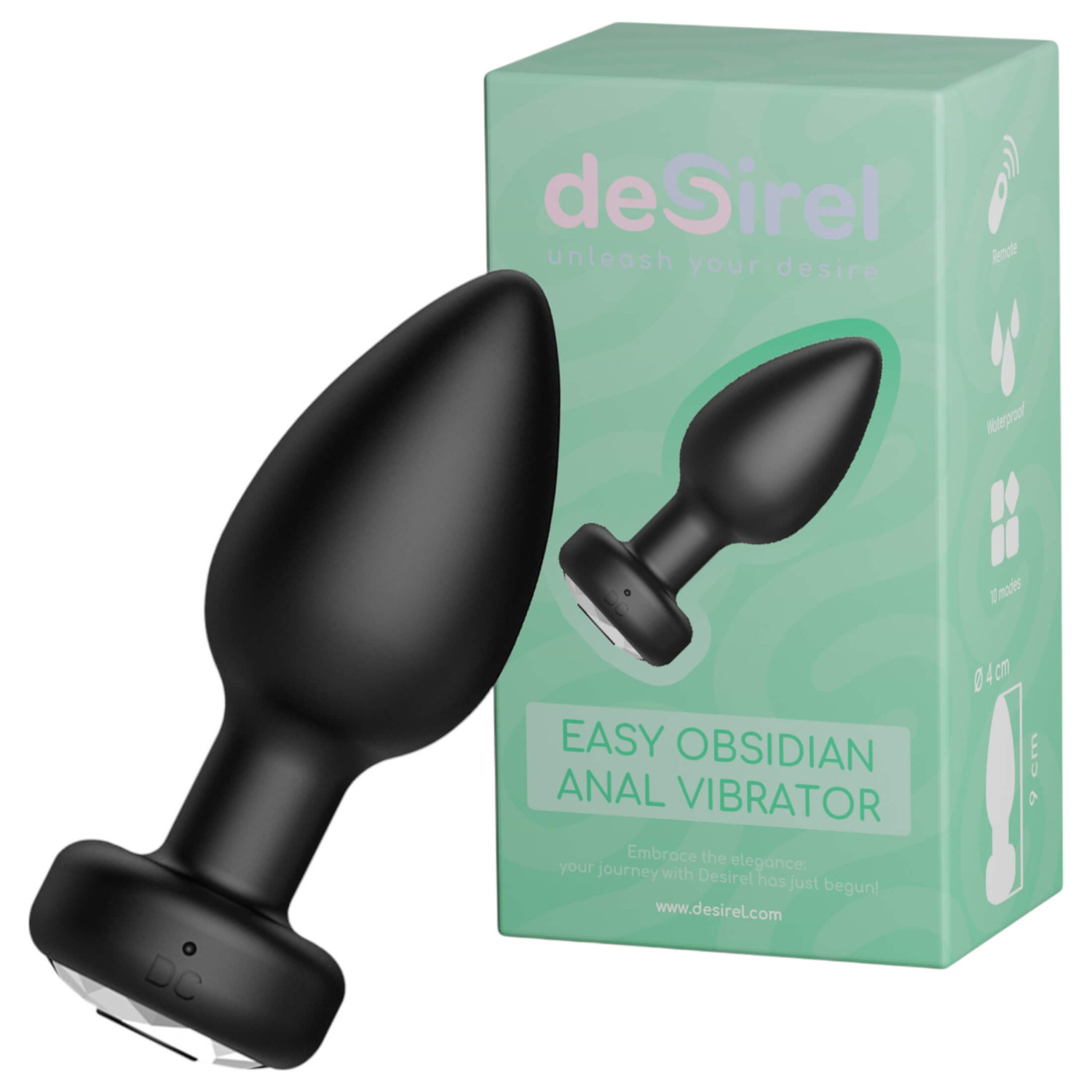 Desirel Easy Obsidian - akumulátorový, rádiový análny vibrátor (čierny)
