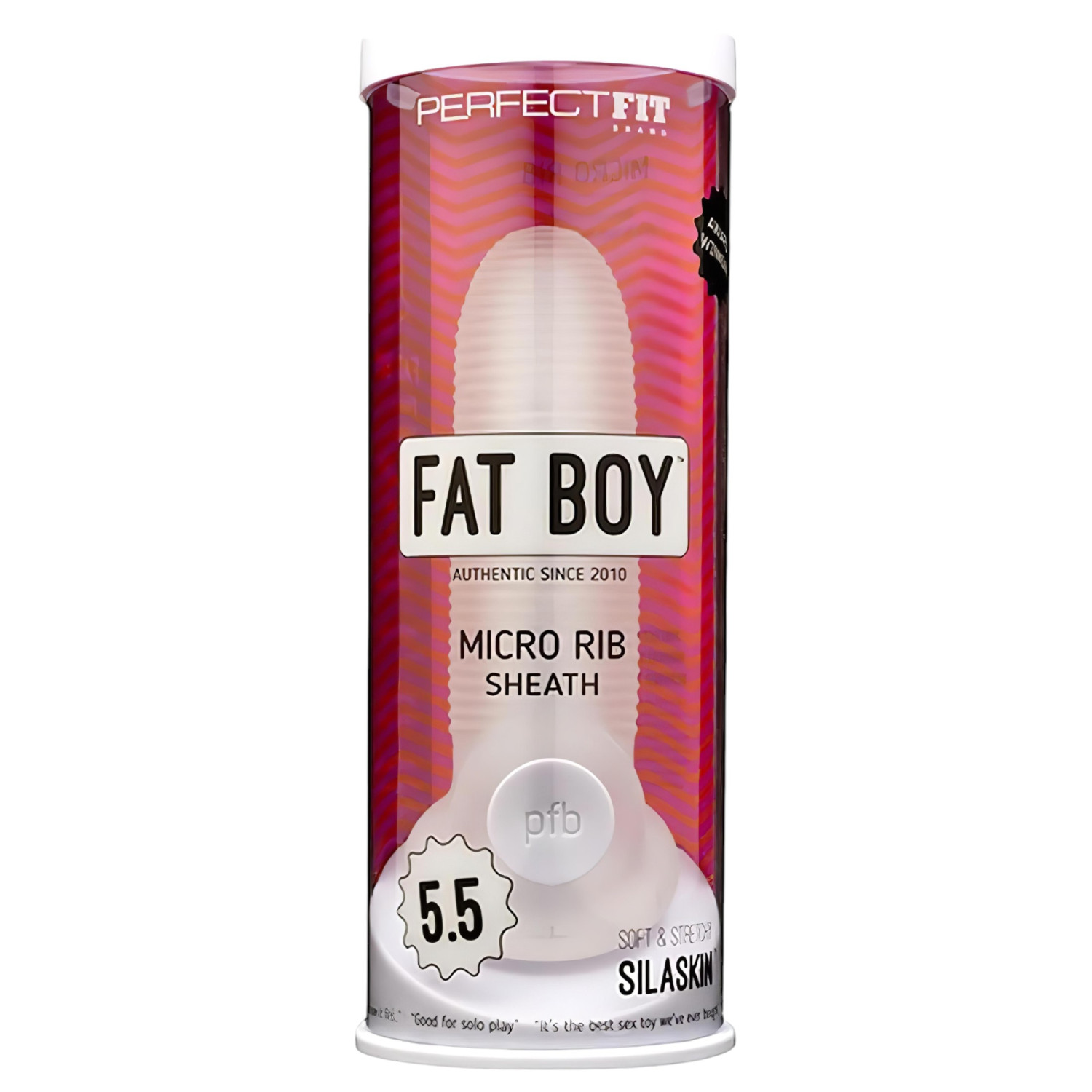 Fat Boy Micro Ribbed - biely návlek na penis (15 cm)