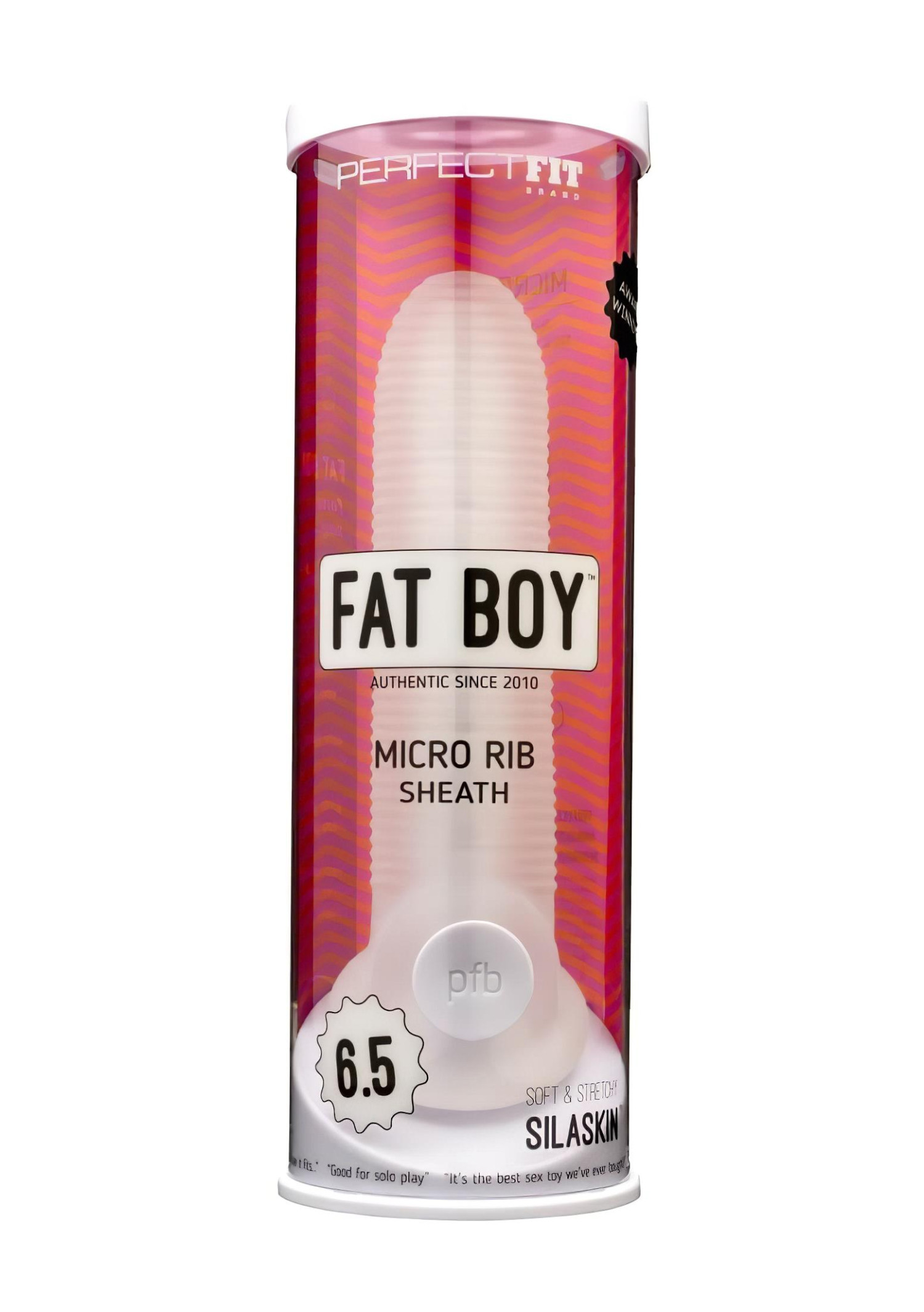 Fat Boy Micro Ribbed - návlek na penis (17 cm) - biely