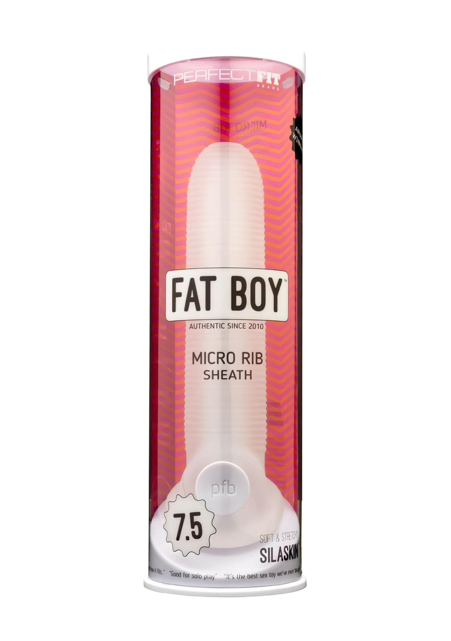 Fat Boy Micro Ribbed - návlek na penis (19 cm) - biela