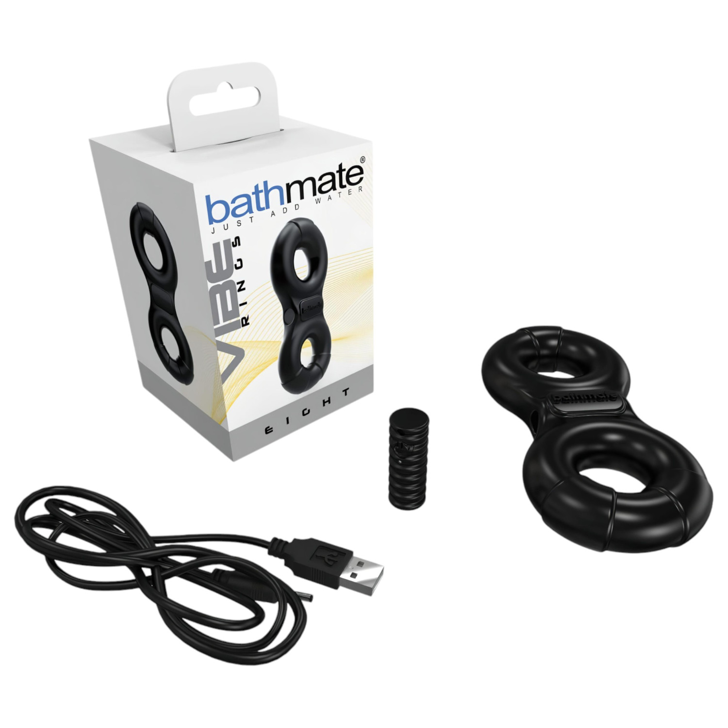 Bathmate Vibe Ring Eight - nabíjateľný vibračný erekčný krúžok (čierny)