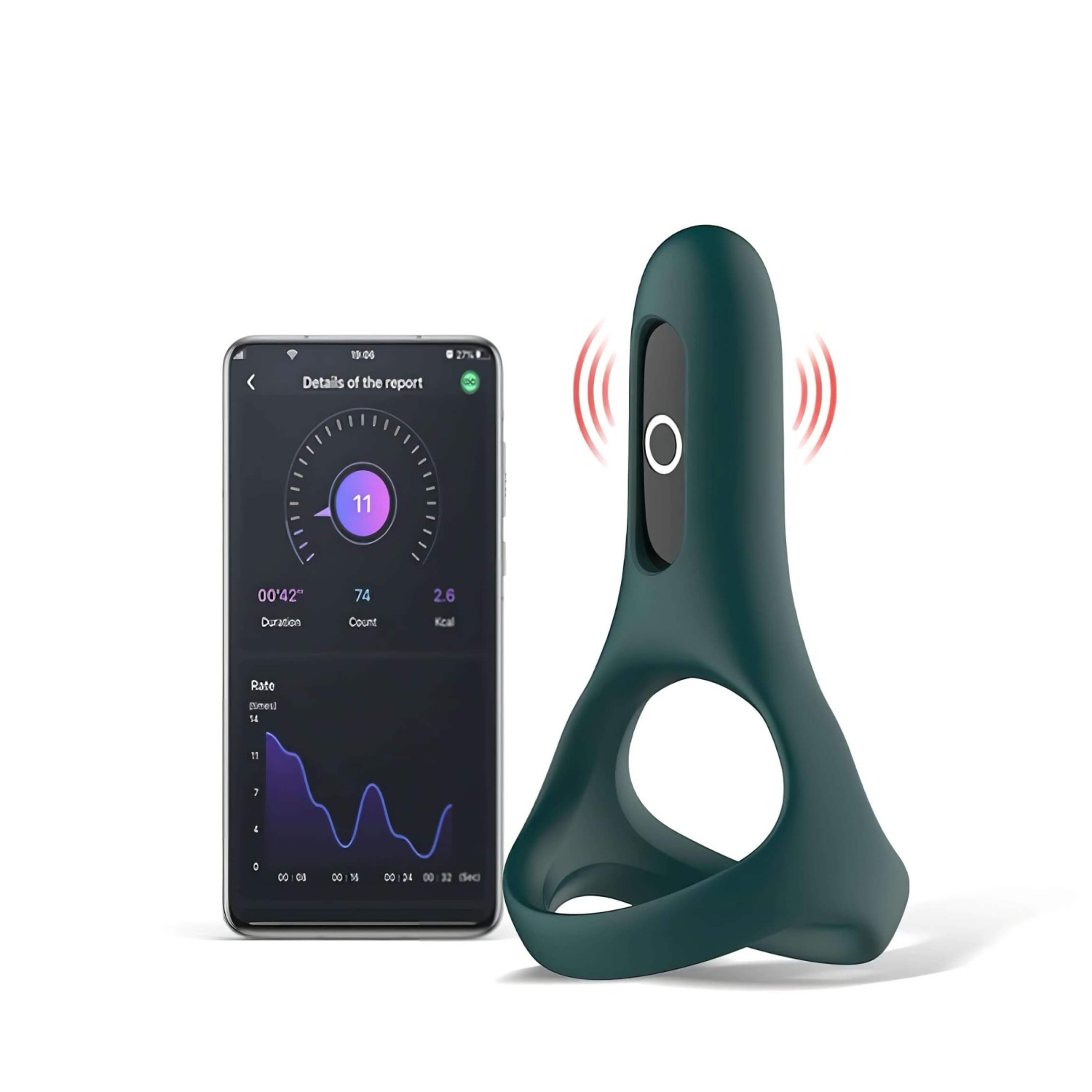 Magic Motion Rise - inteligentný, nabíjateľný vibračný krúžok na penis (zelený)
